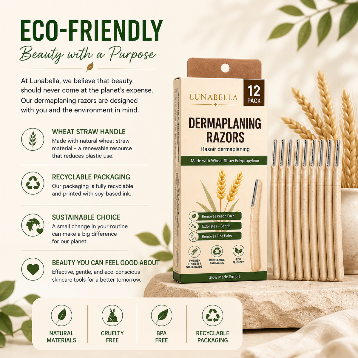 Eco-Friendly Razors - Facial Peach Fuzz & Hair Remover